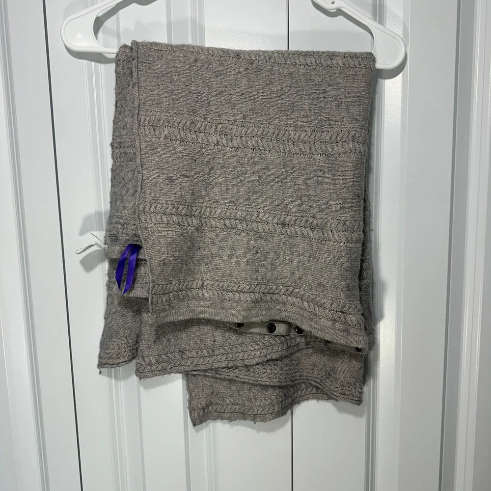 Seraphine Caleb Nursing Shawl Women OS Grey Cable Knit Lambswool Cashmere Blend